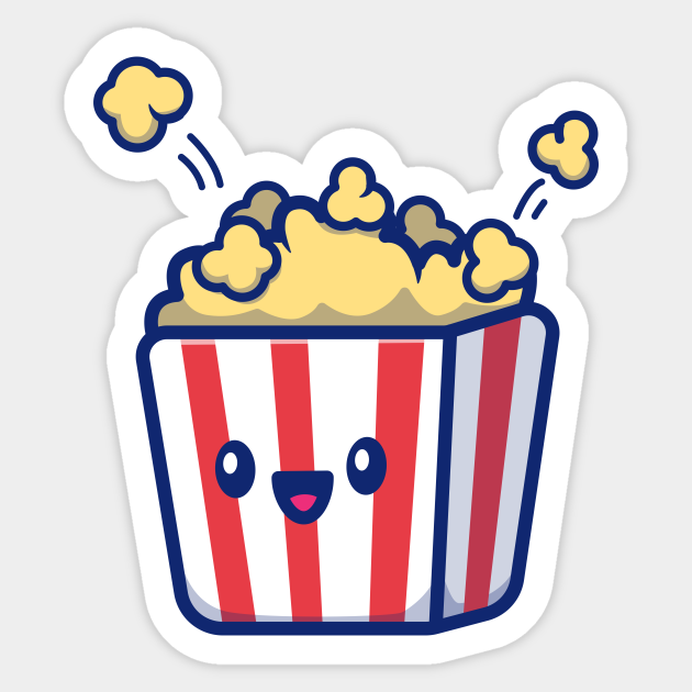 Cute Popcorn Cartoon Popcorn Sticker TeePublic